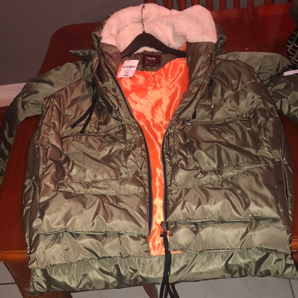 Forever21+Ci sono NWT  faux utility trim shearling parka puffer jacket size XL. - Picture 14 of 17